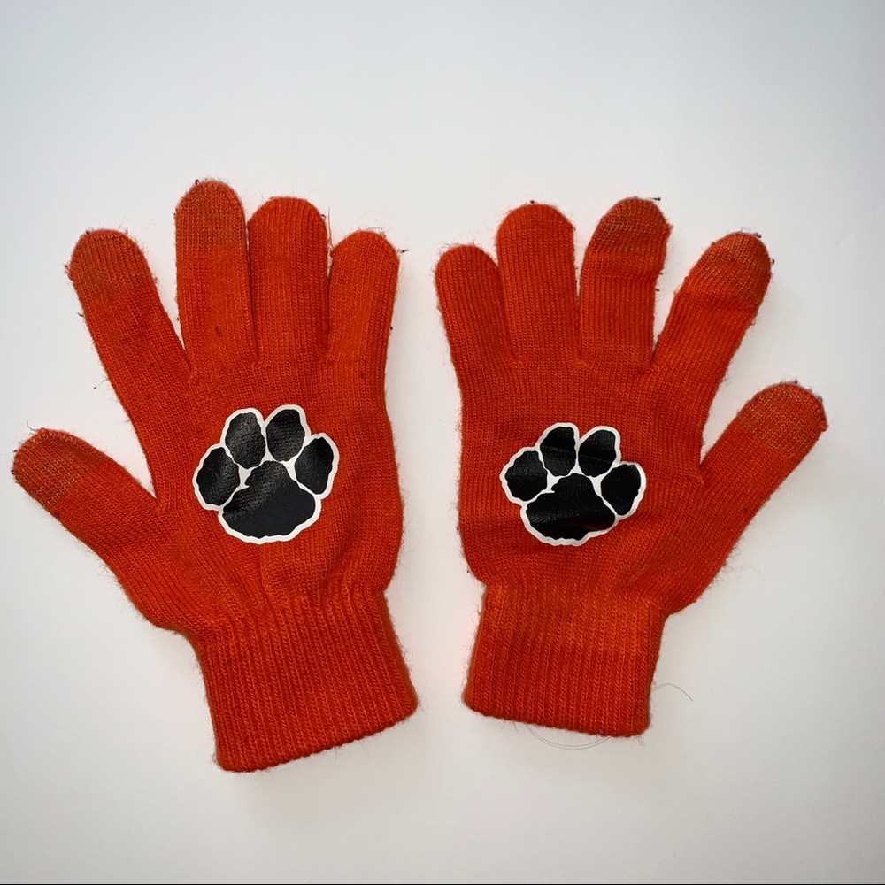 Orange Tiger Paw Winter Gloves